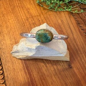 Numi Olive Sterling Silver Stacker Cuff Bracelet Ajax Mine Turquoise